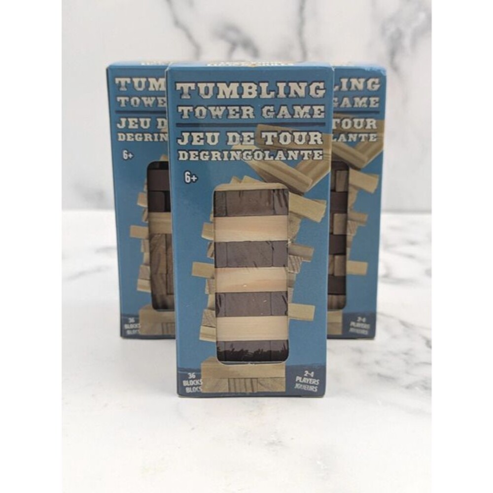 3 Tumbling Tower Stacking Game Wooden Mini Travel Size 36 Pc Wood Blocks Craft